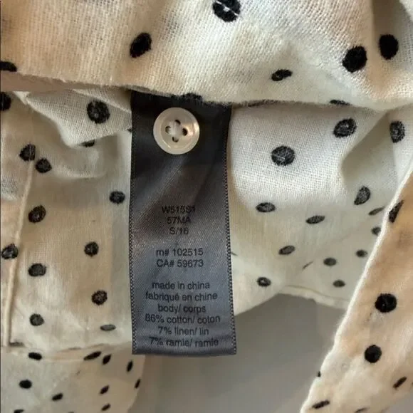 John Varvatos Dotted Short Sleeve Polka Dot Cotton Linen Button Down Shirt - Picture 9 of 9